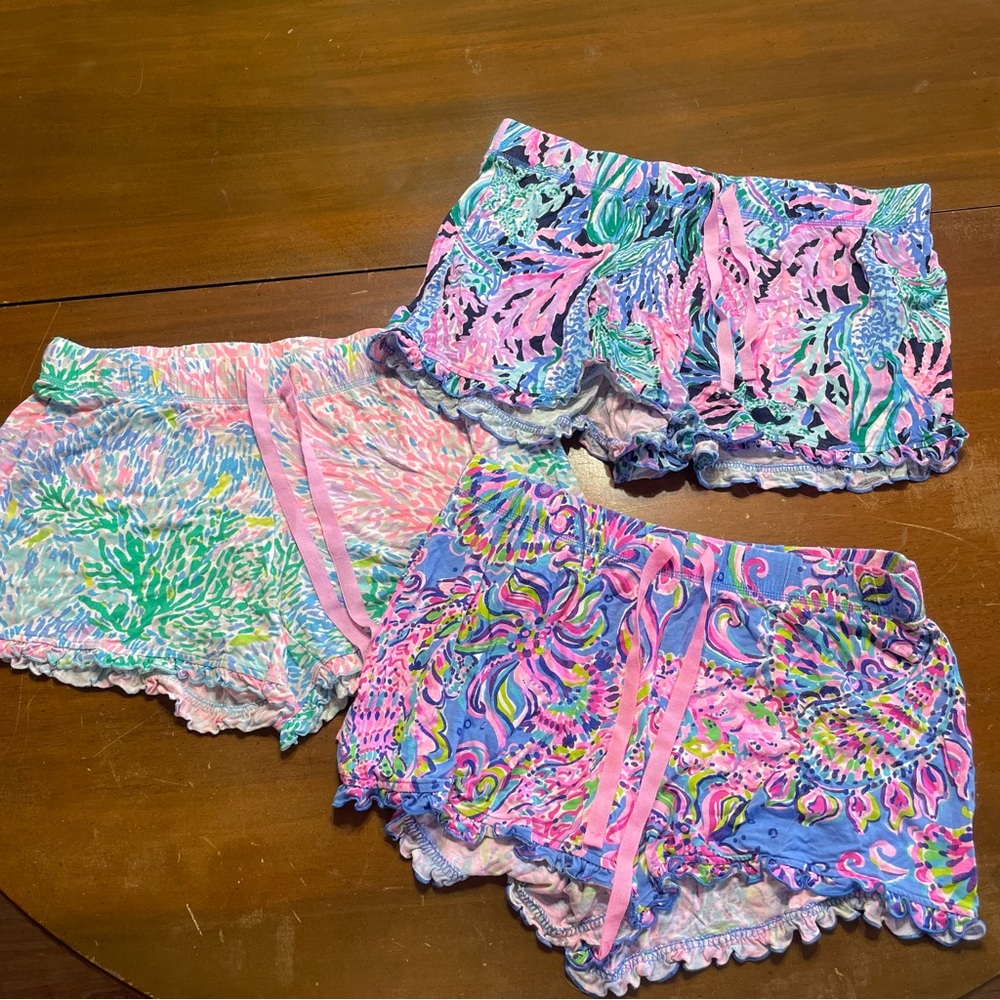 Lilly Pulitzer PJ Shorts Size Medium Set of 3